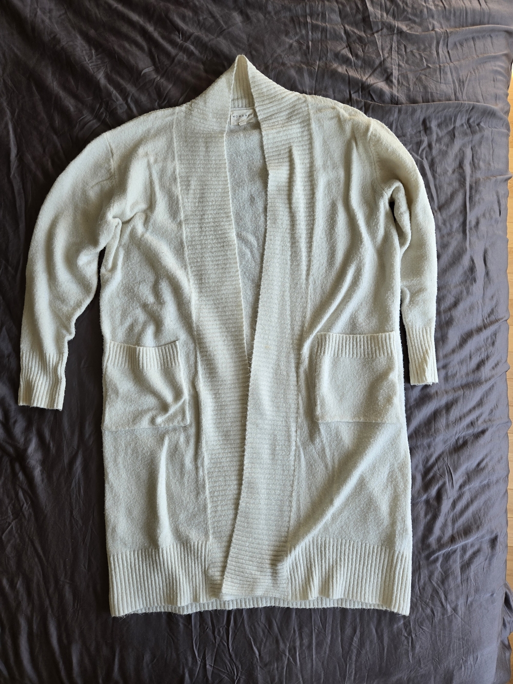 Womance Light Cream Open-Front Women’s Long Cardigan Sweater